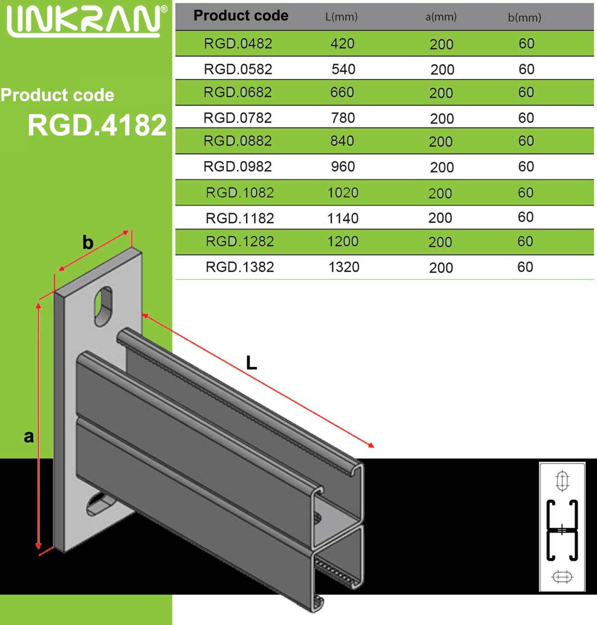 Galvanized steel bracket RGD.4182 - Linkran Industrial Group